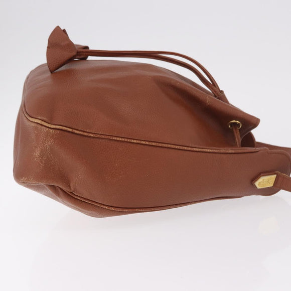 SAINT LAURENT Shoulder Bag Leather Brown Gold Auth 185461