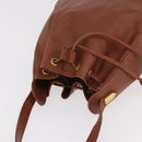 SAINT LAURENT Shoulder Bag Leather Brown Gold Auth 185461-6