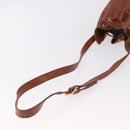 SAINT LAURENT Shoulder Bag Leather Brown Gold Auth 185461-7