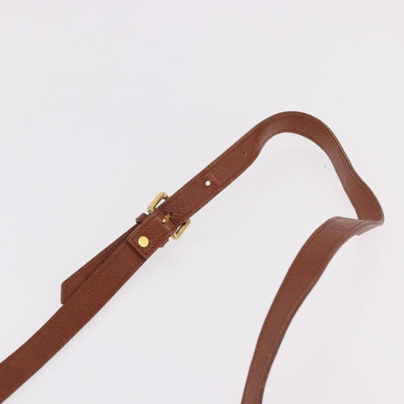 SAINT LAURENT Shoulder Bag Leather Brown Gold Auth 185461