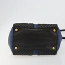 Miu Miu Biker Matelasse Hand Bag Leather 2way Navy Gold Auth 185462-5
