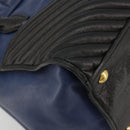 Miu Miu Biker Matelasse Hand Bag Leather 2way Navy Gold Auth 185462-18