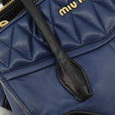 Miu Miu Biker Matelasse Hand Bag Leather 2way Navy Gold Auth 185462-10