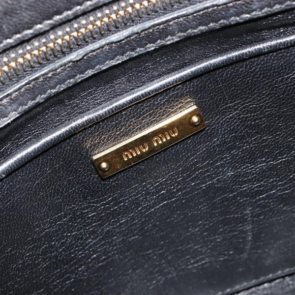 Miu Miu Biker Matelasse Hand Bag Leather 2way Navy Gold Auth 185462