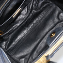 Miu Miu Biker Matelasse Hand Bag Leather 2way Navy Gold Auth 185462-11