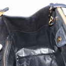 Miu Miu Biker Matelasse Hand Bag Leather 2way Navy Gold Auth 185462-22
