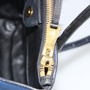 Miu Miu Biker Matelasse Hand Bag Leather 2way Navy Gold Auth 185462-27