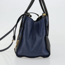 Miu Miu Biker Matelasse Hand Bag Leather 2way Navy Gold Auth 185462-3