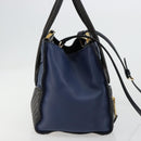 Miu Miu Biker Matelasse Hand Bag Leather 2way Navy Gold Auth 185462-4