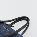 Miu Miu Biker Matelasse Hand Bag Leather 2way Navy Gold Auth 185462-14