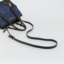 Miu Miu Biker Matelasse Hand Bag Leather 2way Navy Gold Auth 185462-8