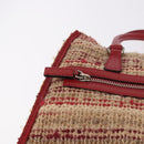 PRADA Hand Bag Tweed Red Silver Auth 185463A-18