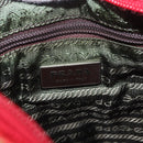 PRADA Hand Bag Tweed Red Silver Auth 185463A-20