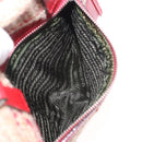 PRADA Hand Bag Tweed Red Silver Auth 185463A-23
