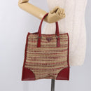 PRADA Hand Bag Tweed Red Silver Auth 185463A-26