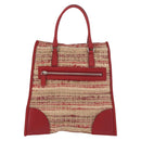 PRADA Hand Bag Tweed Red Silver Auth 185463A-2