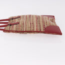 PRADA Hand Bag Tweed Red Silver Auth 185463A-4