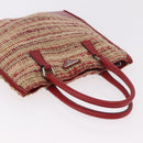 PRADA Hand Bag Tweed Red Silver Auth 185463A-6