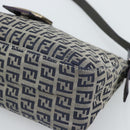 FENDI Zucchino Canvas Mamma Baguette Shoulder Bag Navy Silver Auth 185465V-14