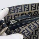 FENDI Zucchino Canvas Mamma Baguette Shoulder Bag Navy Silver Auth 185465V-9