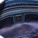 FENDI Zucchino Canvas Mamma Baguette Shoulder Bag Navy Silver Auth 185465V-19