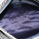FENDI Zucchino Canvas Mamma Baguette Shoulder Bag Navy Silver Auth 185465V-10