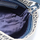 FENDI Zucchino Canvas Mamma Baguette Shoulder Bag Navy Silver Auth 185465V-20