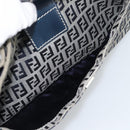 FENDI Zucchino Canvas Mamma Baguette Shoulder Bag Navy Silver Auth 185465V-24