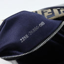 FENDI Zucchino Canvas Mamma Baguette Shoulder Bag Navy Silver Auth 185465V-11