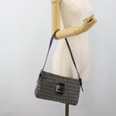 FENDI Zucchino Canvas Mamma Baguette Shoulder Bag Navy Silver Auth 185465V-25