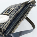FENDI Zucchino Canvas Mamma Baguette Shoulder Bag Navy Silver Auth 185465V-6