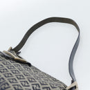 FENDI Zucchino Canvas Mamma Baguette Shoulder Bag Navy Silver Auth 185465V-8
