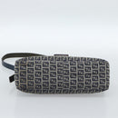 FENDI Zucchino Canvas Mamma Baguette Shoulder Bag Navy Silver Auth 185465V-5