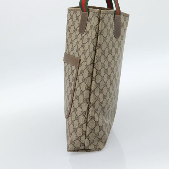 GUCCI GG Supreme Web Sherry Line Tote Bag PVC Beige 41 004 4465 Auth 185466