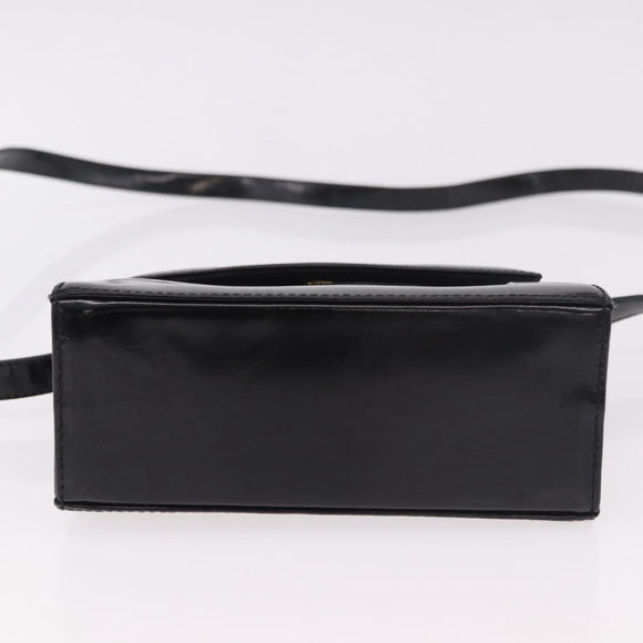 Salvatore Ferragamo Vala Shoulder Bag Patent leather 2way Black Gold Auth 185471