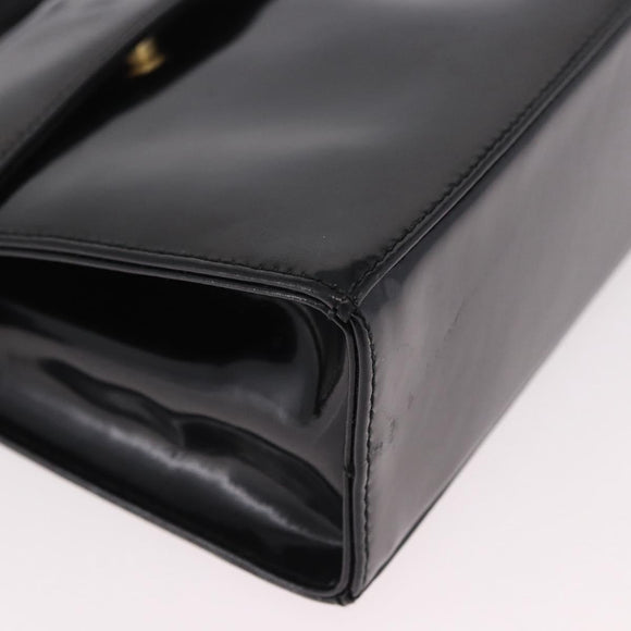 Salvatore Ferragamo Vala Shoulder Bag Patent leather 2way Black Gold Auth 185471