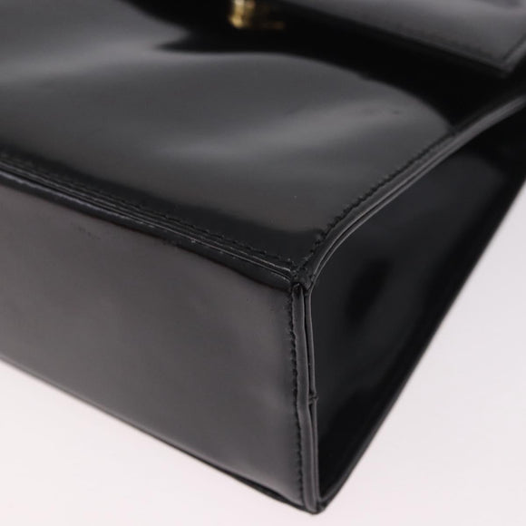 Salvatore Ferragamo Vala Shoulder Bag Patent leather 2way Black Gold Auth 185471