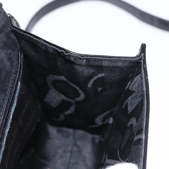 Salvatore Ferragamo Vala Shoulder Bag Patent leather 2way Black Gold Auth 185471
