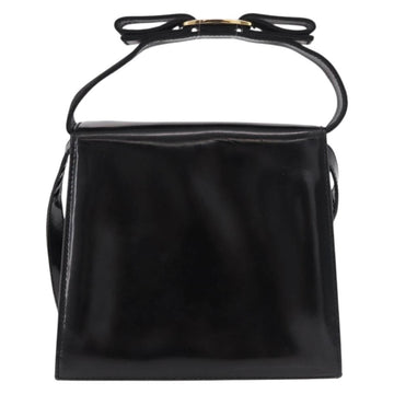 Salvatore Ferragamo Vala Shoulder Bag Patent leather 2way Black Gold Auth 185471 - 0