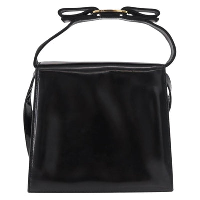 Salvatore Ferragamo Vala Shoulder Bag Patent leather 2way Black Gold Auth 185471 - 0
