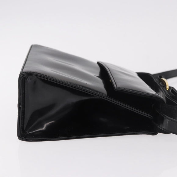 Salvatore Ferragamo Vala Shoulder Bag Patent leather 2way Black Gold Auth 185471