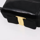 Salvatore Ferragamo Vala Shoulder Bag Patent leather 2way Black Gold Auth 185471-7