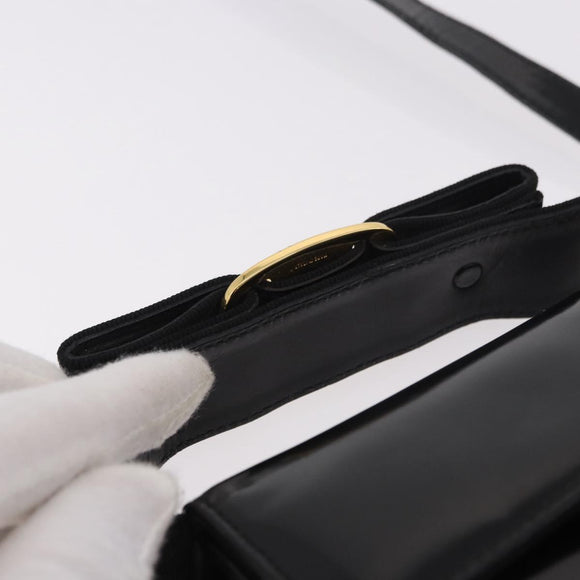 Salvatore Ferragamo Vala Shoulder Bag Patent leather 2way Black Gold Auth 185471