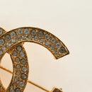 CHANEL COCO Mark Brooch metal Gold Tone CC Auth 185473V-4