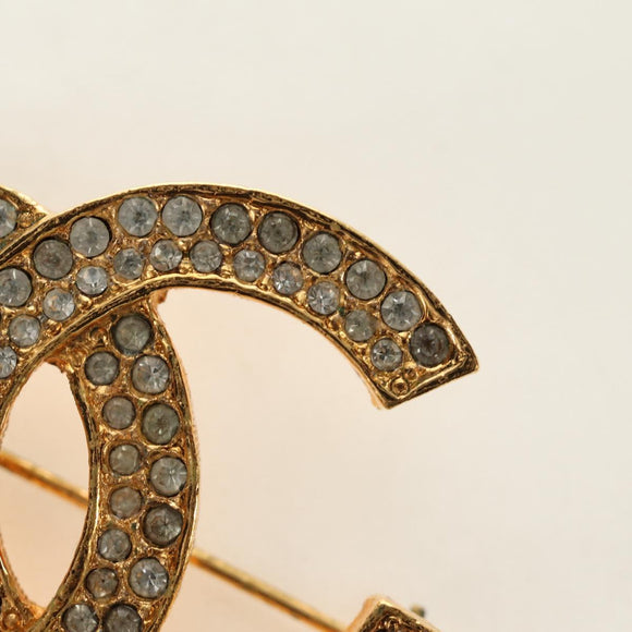 CHANEL COCO Mark Brooch metal Gold Tone CC Auth 185473V