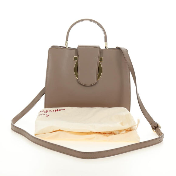 Salvatore Ferragamo Gancini Hand Bag Leather 2way Auth 185475V