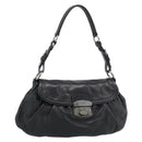 PRADA Shoulder Bag Leather Black Silver Auth 185477SAV-1
