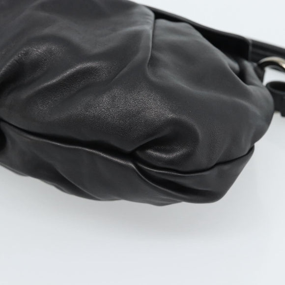 PRADA Shoulder Bag Leather Black Silver Auth 185477SAV