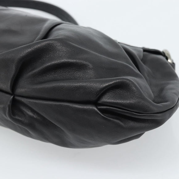 PRADA Shoulder Bag Leather Black Silver Auth 185477SAV