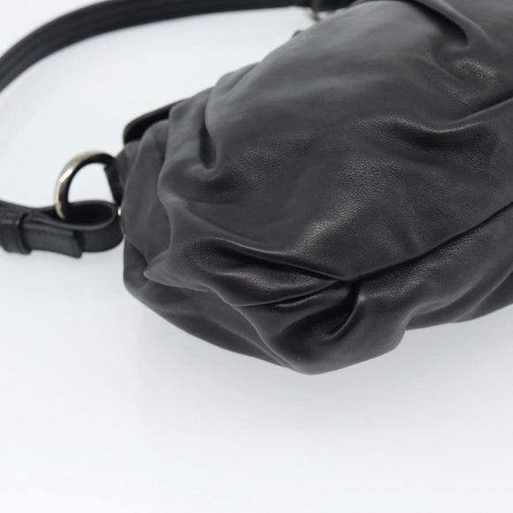 PRADA Shoulder Bag Leather Black Silver Auth 185477SAV
